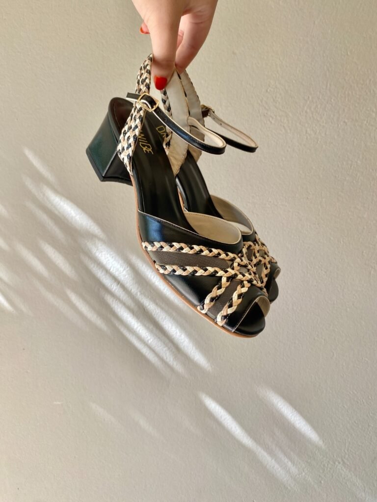 Sandália Trança Rapunzel 36 - Pelica Preta - Salto 4cm SP