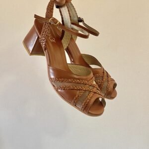 Sandália Trança Rapunzel 34 - Pelica Marrom Telha - Salto 5cm