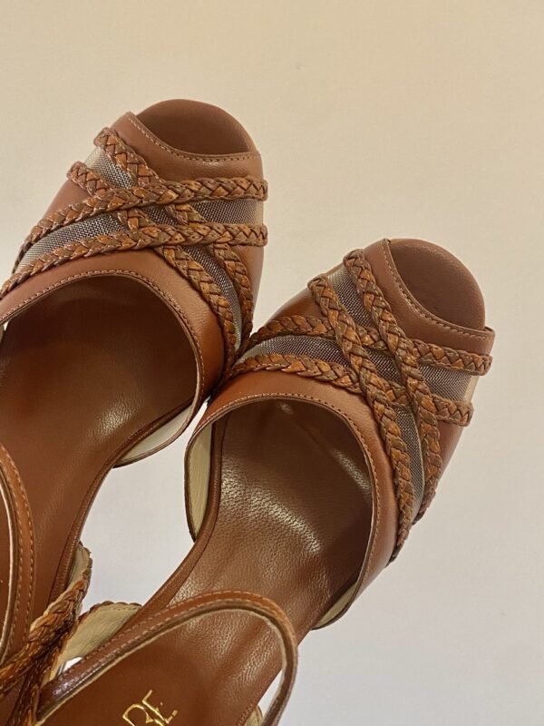 Sandália Trança Rapunzel 39 - Pelica Marrom Telha - Salto 5cm - Imagem 6