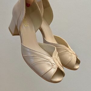 Sapato Paula 34 - Cor Bege Rose - Pelica - Salto 4cm