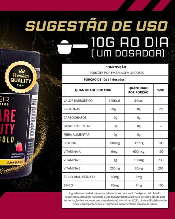 Skin Care Pro Beauty Colágeno + Acido Hialurónico  - 300g - Hiper Suplementos - Imagem 2