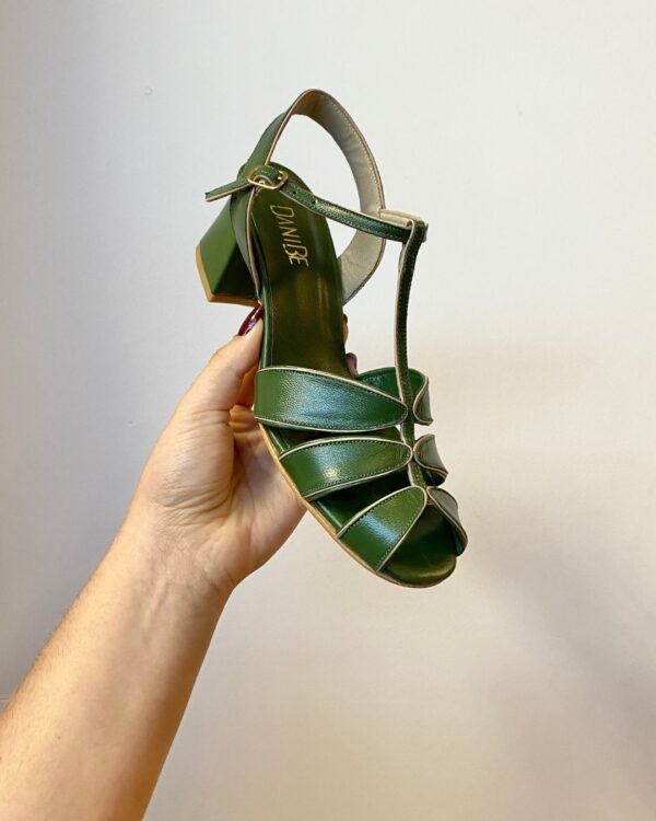 Sandália Folha 38 - Pelica Verde Prada - Salto 5cm - Imagem 3