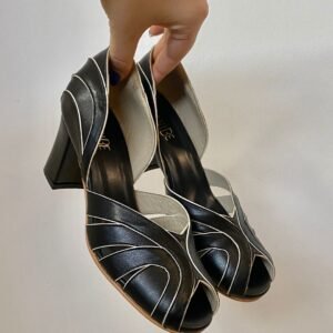 Sapato Aline 37 - Pelica Preta - Salto 6cm