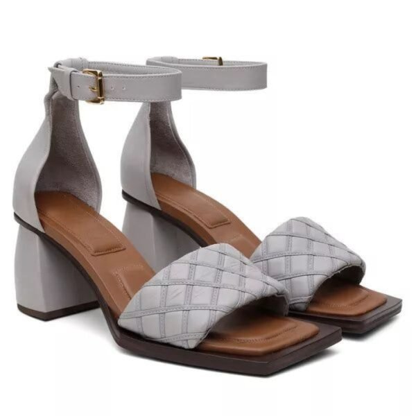 Sandália Julia 37 - Cor Cinza Ardósia Estonado - Salto 6cm