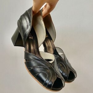 Sapato Aline 39 - Pelica Preta - Salto 5cm
