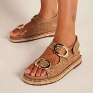 Papete Heloisa 38 - Cor Bambu Croco - Salto 3cm