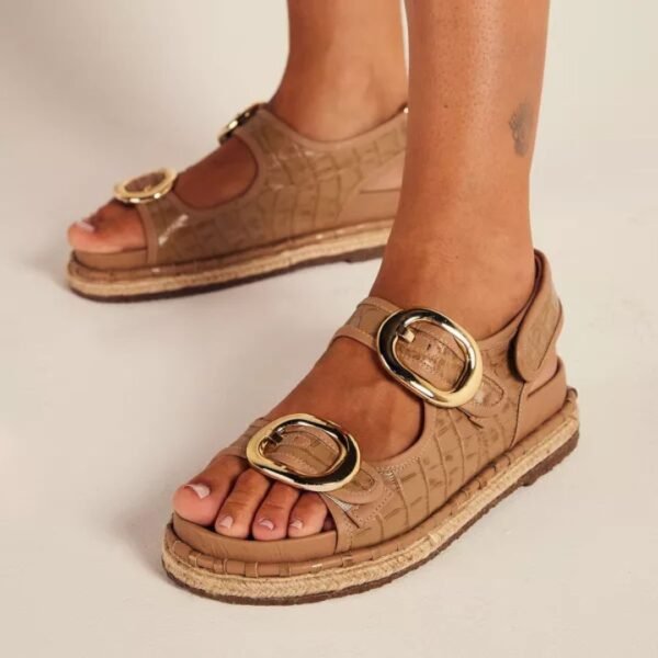 Papete Heloisa 38 - Cor Bambu Croco - Salto 3cm