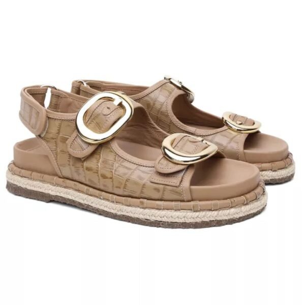 Papete Heloisa 38 - Cor Bambu Croco - Salto 3cm - Imagem 4
