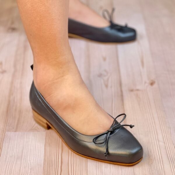 Sapatilha Bailarina Botafogo Bico Quadrado 38 - Cor Chumbo Titânio - Salto 2,5cm