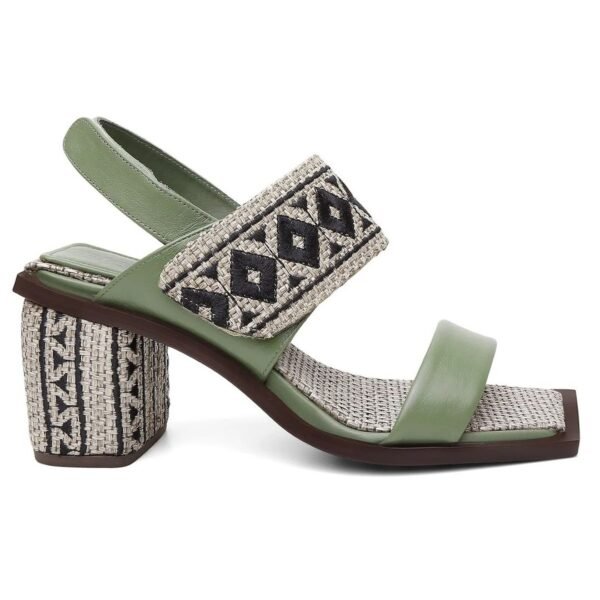 Sandália Zuri 38 - Ráfia Natural e Verde - Salto 6cm - Imagem 6