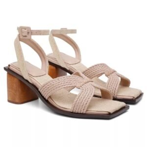 Sandália Aurora 38 - Cor Bege Natural - Salto 6cm