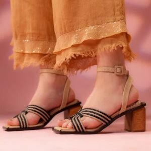 Sandália Aurora 38 - Cor Bicolor - Salto 6cm