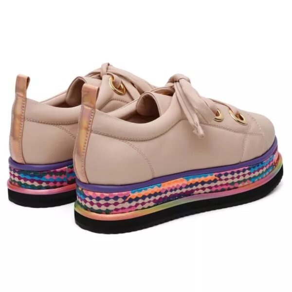Tênis Letícia 37 - Cor Bege Nude Colors - Plataforma 4cm - Imagem 3