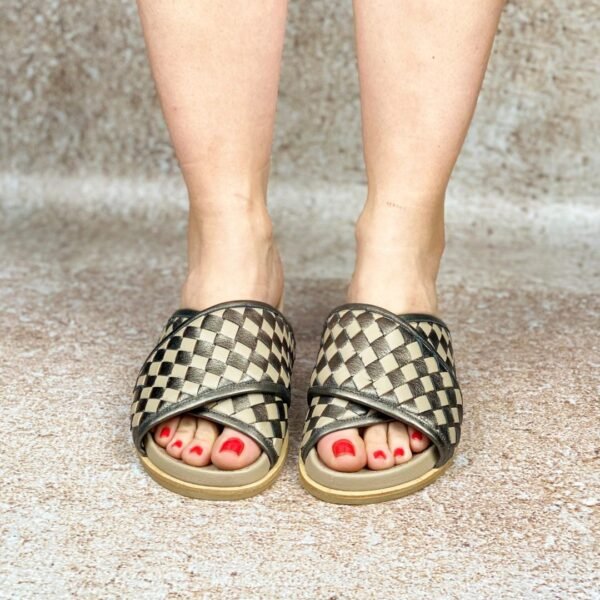 Sandália Birken Anabela Tresse 35 - Cor Chumbo e Nude - Salto 3,5cm - Imagem 3