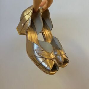 Sapato Folha 37 - Pelica Prata Velha - Salto 4cm