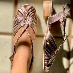 Rasteira Luana 34 - Pelica Prata Velha - Salto 2,5cm