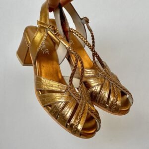 Sandália Luana 35 - Cor Pelica Ouro Velho - Salto 4cm