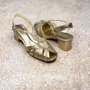 Sandália Luana 36 - Cor Pelica Prata Velha - Salto 4cm